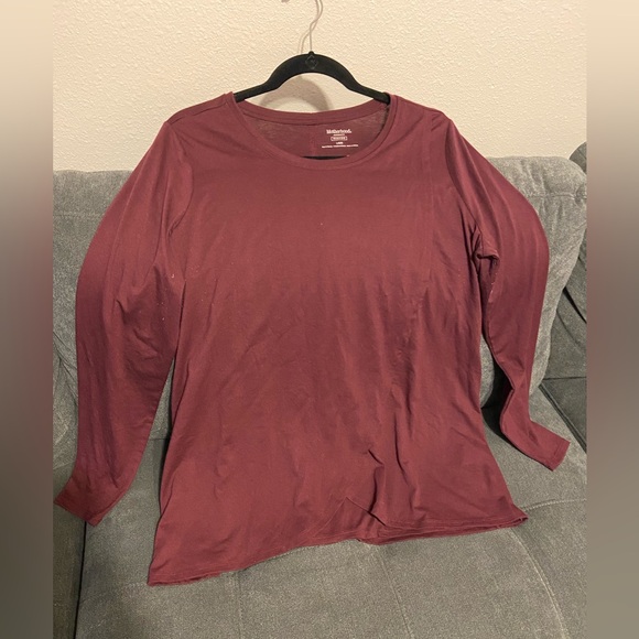 Motherhood Maternity Tops - Burgundy Long Sleeve Nursing Top, Size Large